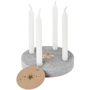 Winterlichtkranz Stern, Sternenstaub Good old friends Beton, goldfarbener Aufdruck grau, Designer Sarah Baumann, 2.5 cm