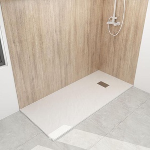 180x80 cm Weiß smc Duschwanne Brausewanne Duschtasse Steinoptik Superflach Rutschfest ohne Ablaufgarnitur