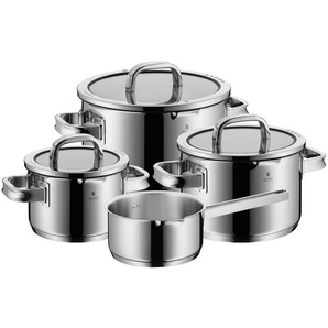WMF Kochtopfset Function 4 Black, Edelstahl, Metall, 4-teilig, 16 cm,20 cm,16 cm, 1,9 L,3,9 L,5,7 L,1,4 L, 29.4x23.7x50.6 cm, breiter Schüttrand,