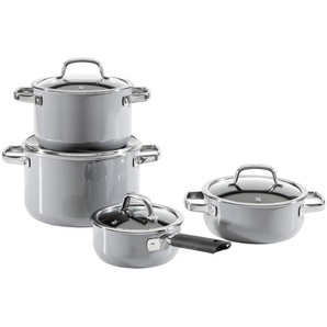 WMF Kochtopfset Fusiontec, Grau, Metall, 4-teilig, 20 cm,24 cm,16 cm, kratzfest, breiter Schüttrand, Kochen, Töpfe, Topfsets