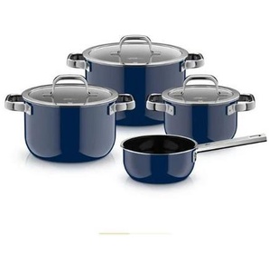 WMF Kochtopfset Fusiontec® Mineral PRO - Tim Raue Edition, Dunkelblau, Metall, 4-teilig, 24 cm,20 cm,16 cm, 3 L,5 L,3 L, rund, 30x33x60 cm, Made in