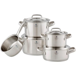 WMF Kochtopfset Gourmet Plus, Edelstahl, Metall, 5-teilig, 16 cm,20 cm,16 cm, 1.9 L,3.3 L,5.7 L,2.5 L,1.4 L, rund, rostfrei, Griffe werden nicht heiß,