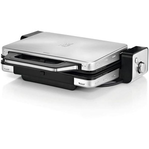 WMF Kontaktgrill Lono, Schwarz, Silber, Metall, 13.6x36.6x45 cm, herausnehmbare Fettauffangschale, Betriebskontrollleuchte, Grillplatten