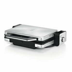 WMF Kontaktgrill Lono, Schwarz, Silber, Metall, 13.6x36.6x45 cm, herausnehmbare Fettauffangschale, Betriebskontrollleuchte, Grillplatten