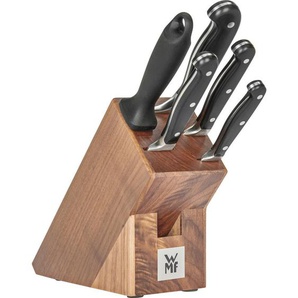 WMF Messerblock Spitzenklasse Plus, Braun, Edelstahl, Holz, Metall, 6-teilig, Walnuss, 19.5x14.5x36 cm, Made in Germany, Kochen, Küchenmesser,