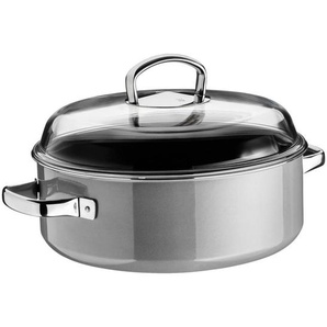 WMF Schmortopf Fusiontec, Grau, Metall, 5,9 L, rund, Made in Germany, breiter Schüttrand, Kochen, Töpfe, Schmortöpfe