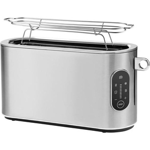WMF Toaster Lumero, Schwarz, Edelstahl, Metall, Krümelschublade, Brötchenaufsatz, Auftaufunktion, Aufwärmfunktion, Schnellstoppfunktion, automatischer Auswurf nach Röstende, automatische Zentrierung der Toastscheibe, Küchengeräte, Toaster