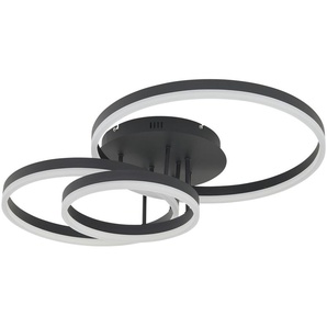 Wofi LED-Deckenleuchte, 3-flammig, schwarz `Kreise` - schwarz - Materialmix - 62 cm - 21,5 cm | Möbel Kraft