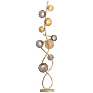 Wofi Led-Stehleuchte, Gold, Metall, Glas, 140 cm, RoHS, CE, Fußschalter, Lampen & Leuchten, Leuchtenserien