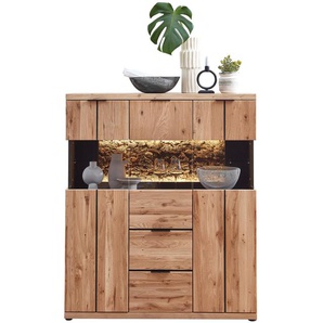 Wohn-Concept Donna Highboard Wildeiche Massivholz/Echtkork Bianco