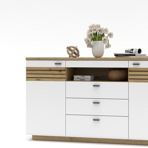 Wohn-Concept Fresno Sideboard Holzwerkstoff Weiß matt/Eiche