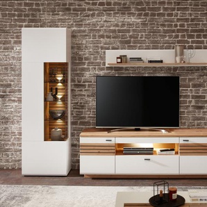 Wohn-Concept Fresno TV-/Wohnlösung Holzwerkstoff Weiß matt/Eiche
