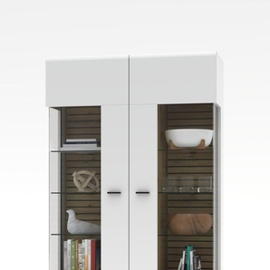 Wohn-Concept Fresno Vitrine Holzwerkstoff Weiß matt/Eiche Artisan