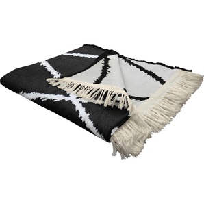 Wohndecke ADAM Casket Valdelana Wohndecken Gr. B/L: 145 cm x 190 cm, schwarz (schwarz, weiß) Baumwolldecken mit grafischem Muster, Kuscheldecke