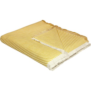 Wohndecke ADAM Stripes Wohndecken Gr. B/L: 150 cm x 210 cm, gelb (curry) Baumwolldecken GOTS zertifiziert - nachhaltig aus Bio-Baumwolle, Kuscheldecke