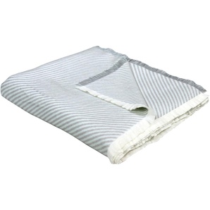 Wohndecke ADAM Stripes Wohndecken Gr. B/L: 150 cm x 210 cm, grau (hellgrau) Baumwolldecken GOTS zertifiziert - nachhaltig aus Bio-Baumwolle, Kuscheldecke