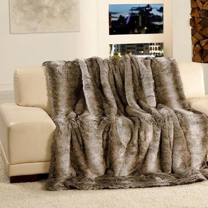 Wohndecke GÖZZE Kodiakbär Felloptik Wohndecken Gr. B/L: 150 cm x 200 cm, grau (grau, braun) Kunstfaserdecken