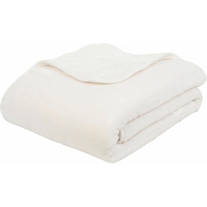 Wohndecke GÖZZE Premium Cashmere Feeling Wohndecken Gr. B/L: 220 cm x 240 cm, weiß (wollweiß) Kunstfaserdecken