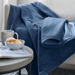 Wohndecke - hellblau - Wolle -