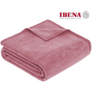 Wohndecke IBENA Luxus, rosa (altrosa), B:180cm L:220cm, Baumwolle, Kunstfaser, Wohndecken, verschiedene Größen, unifarbenes Design, Kuscheldecke
