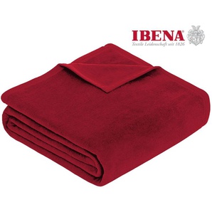 Wohndecke IBENA Luxus, rot (dunkelrot), B:180cm L:220cm, Baumwolle, Kunstfaser, Wohndecken, verschiedene Größen, unifarbenes Design, Kuscheldecke