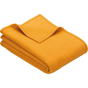 Wohndecke IBENA Luxus Wohndecken Gr. B/L: 150 cm x 200 cm, gelb (gelbgold) Baumwolldecken verschiedene Größen, unifarbenes Design, Kuscheldecke