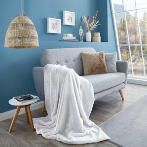 Wohndecke LUXOR LIVING Novara 130x180 cm Wohndecken Gr. B/L: 130 cm x 180 cm, weiß Kunstfaserdecken Kunstfell, Kaninchenfell-Haptik, besonders weicher Hochflor, waschbar