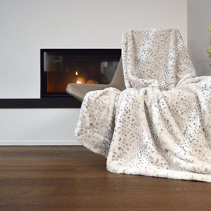 Wohndecke MESANA Schneeleopard Wohndecken Gr. B/L: 150 cm x 200 cm, weiß Kunstfaserdecken
