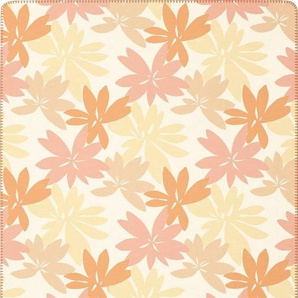 Wohndecke Plumeria, Biederlack, mit floralem Design, Kuscheldecke