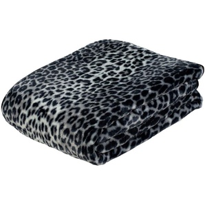 Wohndecke Schneeleopard, Gözze, mit gedrucktem Motiv, Kuscheldecke