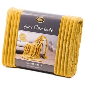 Wohndecke, Senfgelb, Kunststoff, 200x150 cm, pflegeleicht, Wohntextilien, Decken, Kuscheldecken