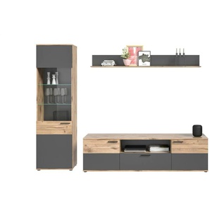 Wohnkombination - grau - Materialmix - 266 cm - 200 cm | Möbel Kraft