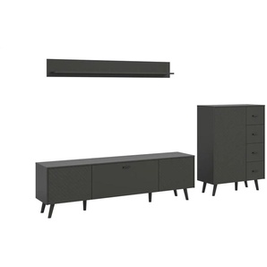 Wohnkombination - grau - Materialmix - 269 cm - 175 cm | Möbel Kraft
