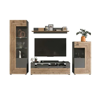 Wohnkombination - grau - Materialmix - 290 cm - 195 cm - cm 40,0 | Möbel Kraft