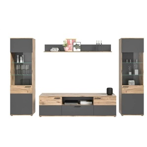 Wohnkombination - grau - Materialmix - 338 cm - 200 cm - cm 47,0 | Möbel Kraft