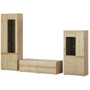 Wohnkombination - holzfarben - Materialmix - 300 cm - 215 cm - cm 53,0 | Möbel Kraft