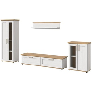 Wohnkombination - holzfarben - Materialmix - 336 cm - 161 cm | Möbel Kraft