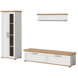 Wohnkombination - holzfarben - Materialmix - 336 cm - 161 cm | Möbel Kraft