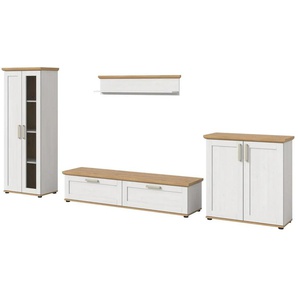 Wohnkombination - holzfarben - Materialmix - 336 cm - 161 cm | Möbel Kraft