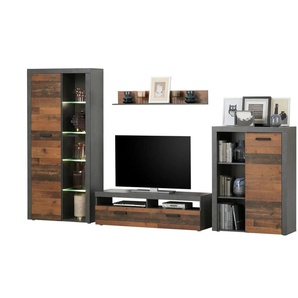 Wohnkombination - holzfarben - Materialmix - 340 cm - 190 cm - cm 40,0 | Möbel Kraft