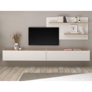 Wohnkombination I 3-teilig Spanplatte, beschichtet Weiß/Weiß 300 x 180 x 30cm