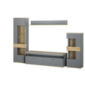 Wohnkombination Salvani - grau - Materialmix - 300 cm - 206 cm - cm 50,0 | Möbel Kraft