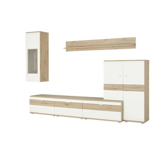 Wohnkombination - weiß - Materialmix - 285 cm - 215 cm - cm 53,0 | Möbel Kraft
