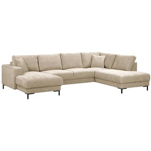 Wohnlandschaft Beige Webstoff Cieli 305 x 85 x 200cm Longchair davorstehend links Modern