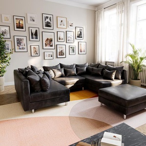 Wohnlandschaft Clovis Anthrazit Antik Optik modular Hocker, Design Wohnlandschaften, Couch Loft, Modulsofa, modular