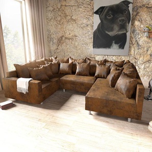Wohnlandschaft Clovis Braun Antik Optik modular Armlehne, Design Wohnlandschaften, Couch Loft, Modulsofa, modular