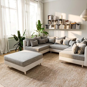 Wohnlandschaft Clovis Weiss Hellgrau Modulsofa Hocker, Design Wohnlandschaften, Couch Loft, Modulsofa, modular