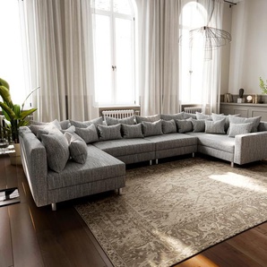 Wohnlandschaft Clovis XL Hellgrau Strukturstoff Modulsofa Armlehne, Design Wohnlandschaften, Couch Loft, Modulsofa, modular