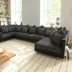 Wohnlandschaft Clovis XL Schwarz mit Armlehne modular, Design Wohnlandschaften, Couch Loft, Modulsofa, modular