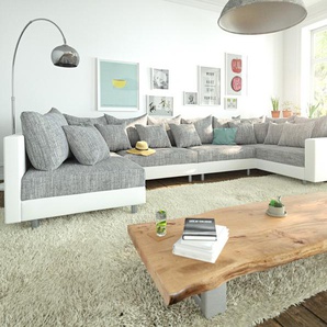 Wohnlandschaft Clovis XL Weiss Hellgrau Modulsofa Armlehne, Design Wohnlandschaften, Couch Loft, Modulsofa, modular
